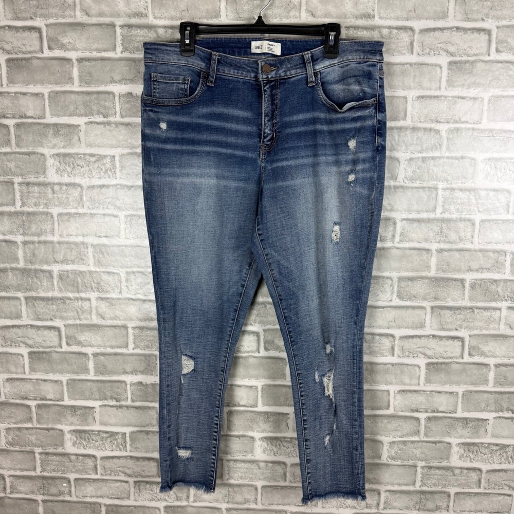 BKE Gabby Curvy Fit Ankle Skinny Jeans High Rise Distressed Medium Wash 33 x 27
